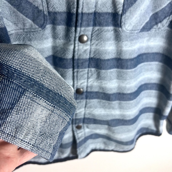 Men's Fleece Lined Striped Shirt Jacket Shaket Button‎ Front Size XXL - Picture 3 of 16